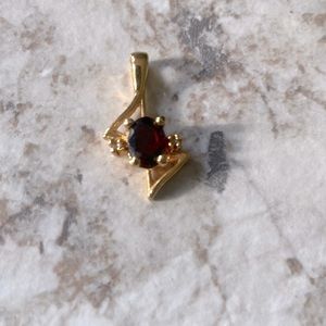 Garnet with diamond chips gold plated